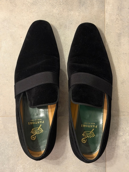 Pastori by Di Bianco Galba Men\'s Black Velvet Loafers